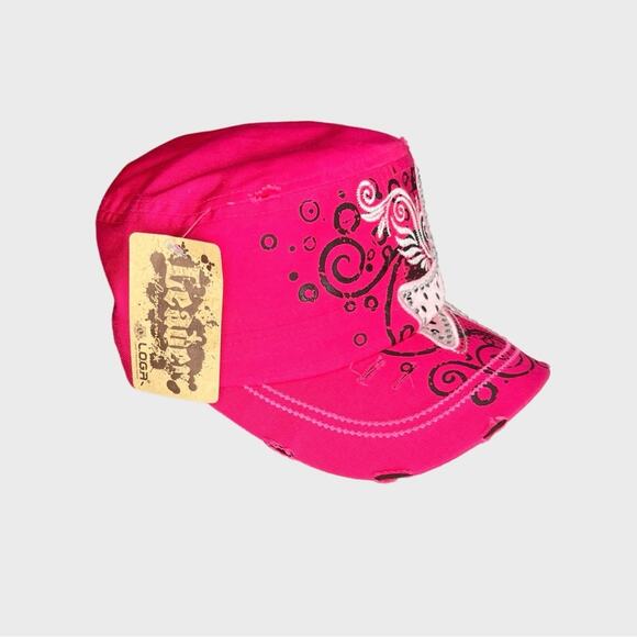 NWT Leader Rhinestone Pink Ribbon Cap Breast Cancer Awareness Bling Hat OSFM - Picture 4 of 11